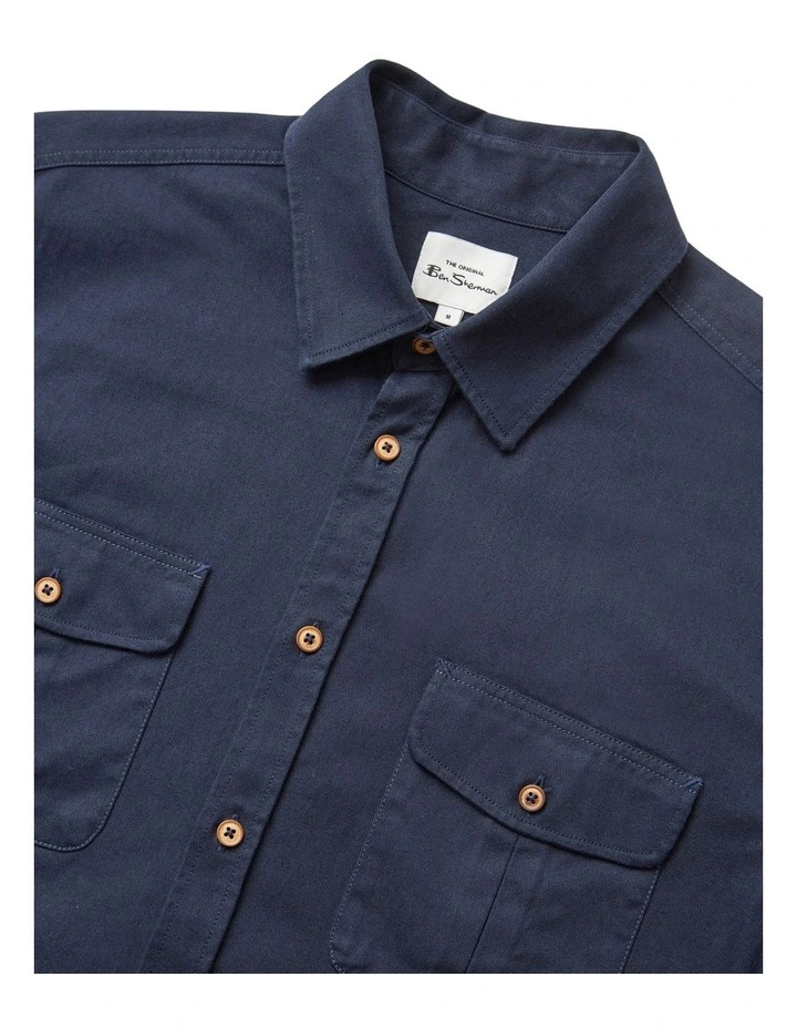 Ben Sherman Cotton Twill Overshirt In Navy 5 Ben Sherman Cotton Twill Overshirt In Navy - Image 5