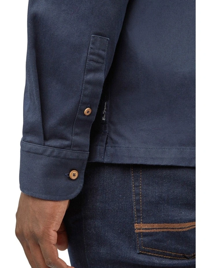 Ben Sherman Cotton Twill Overshirt In Navy 6 Ben Sherman Cotton Twill Overshirt In Navy - Image 6