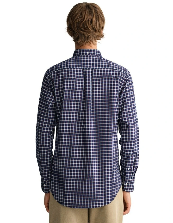 Gant Gingham Twill Long Sleeve Shirt In Evening Blue - Image 2