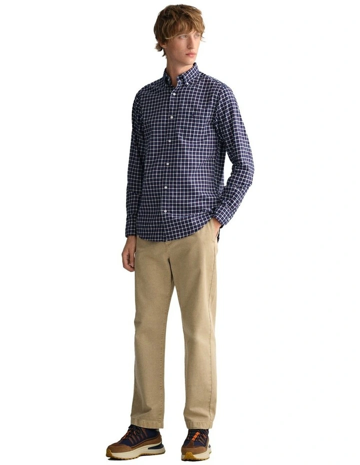 Gant Gingham Twill Long Sleeve Shirt In Evening Blue - Image 4