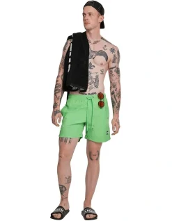 URBAN CLASSICS Block Swim Shorts In Neon Green