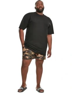 URBAN CLASSICS Block Swim Shorts In Brown Multi