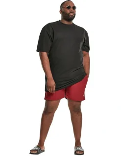 URBAN CLASSICS Block Swim Shorts In Burgundy