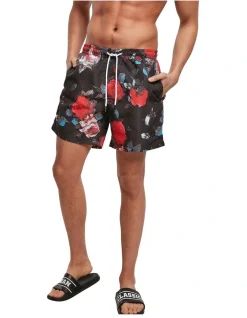 Alternative view of URBAN CLASSICS Rose Pattern Swim Shorts In Black