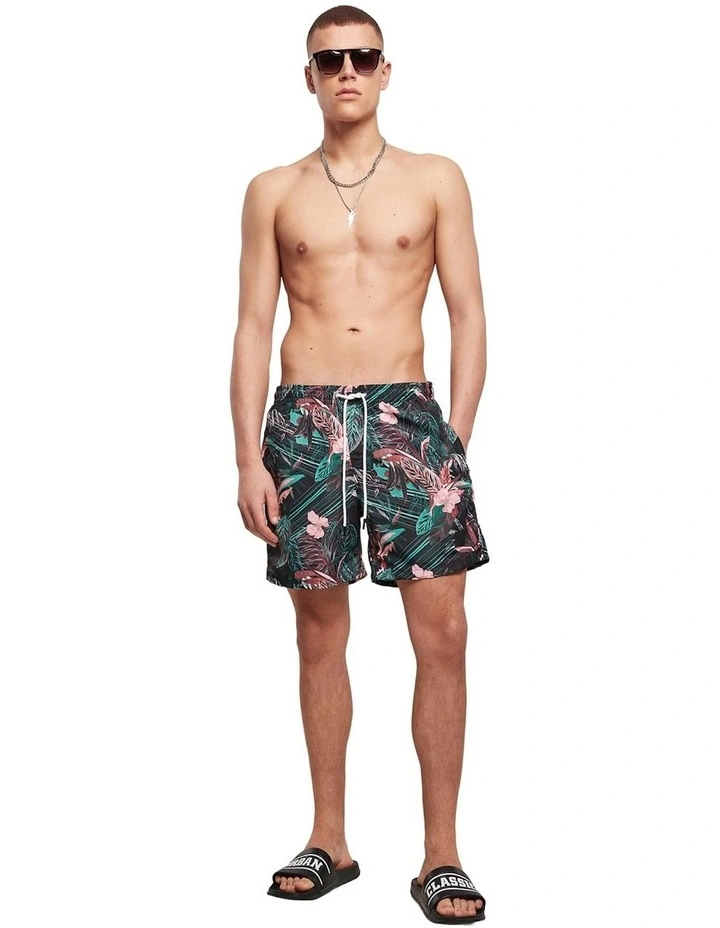 URBAN CLASSICS Floral Pattern Swim Shorts In Multi 1 URBAN CLASSICS Floral Pattern Swim Shorts In Multi