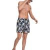 URBAN CLASSICS Hibiscus Pattern Swim Shorts In Navy