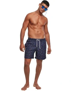 URBAN CLASSICS Sunglasses Pattern Swim Shorts In Navy