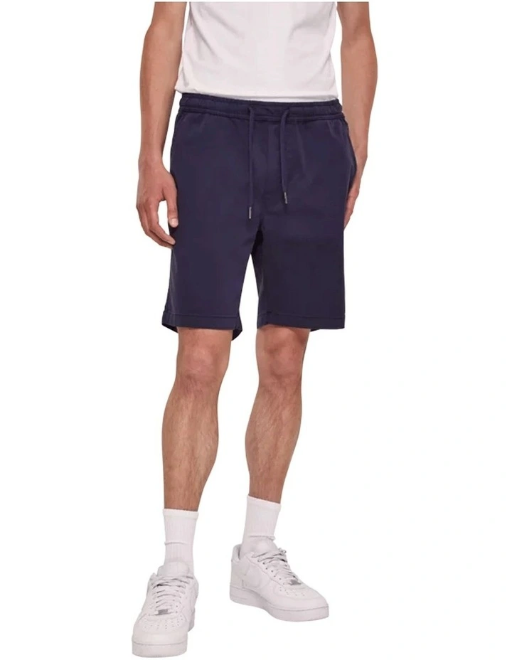 URBAN CLASSICS Stretch Twill Jog Shorts In Navy 1 URBAN CLASSICS Stretch Twill Jog Shorts In Navy