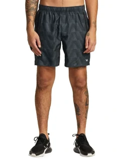 RVCA Yogger IV Elastic 17 Inch Shorts In Black Blur