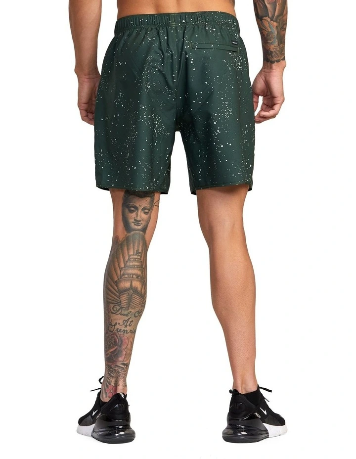 RVCA Yogger IV Elastic 17 Inch Shorts In Dark Olive Splatter 2 RVCA Yogger IV Elastic 17 Inch Shorts In Dark Olive Splatter - Image 2