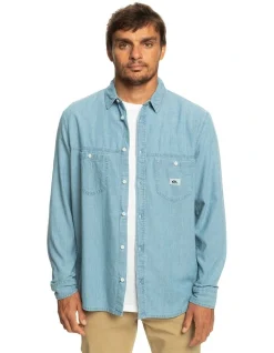Quiksilver Authentic Paradise Long Sleeve Denim Shirt In Blue