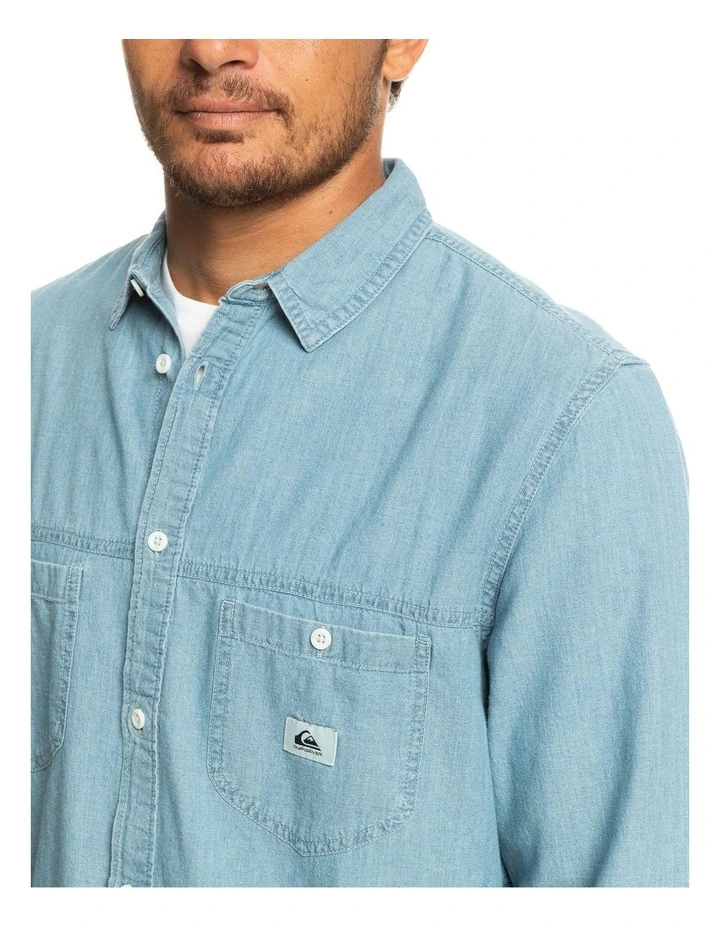 Quiksilver Authentic Paradise Long Sleeve Denim Shirt In Blue 5 Quiksilver Authentic Paradise Long Sleeve Denim Shirt In Blue - Image 5