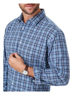 Gazman Casual Plaid Check Long Sleeve Shirt In Blue 6 Gazman Casual Plaid Check Long Sleeve Shirt In Blue -Nena & Pasadena Sales 978390280 3 720x928
