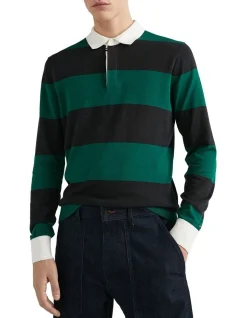 Tommy Hilfiger Striped Knitted Rugby In Green