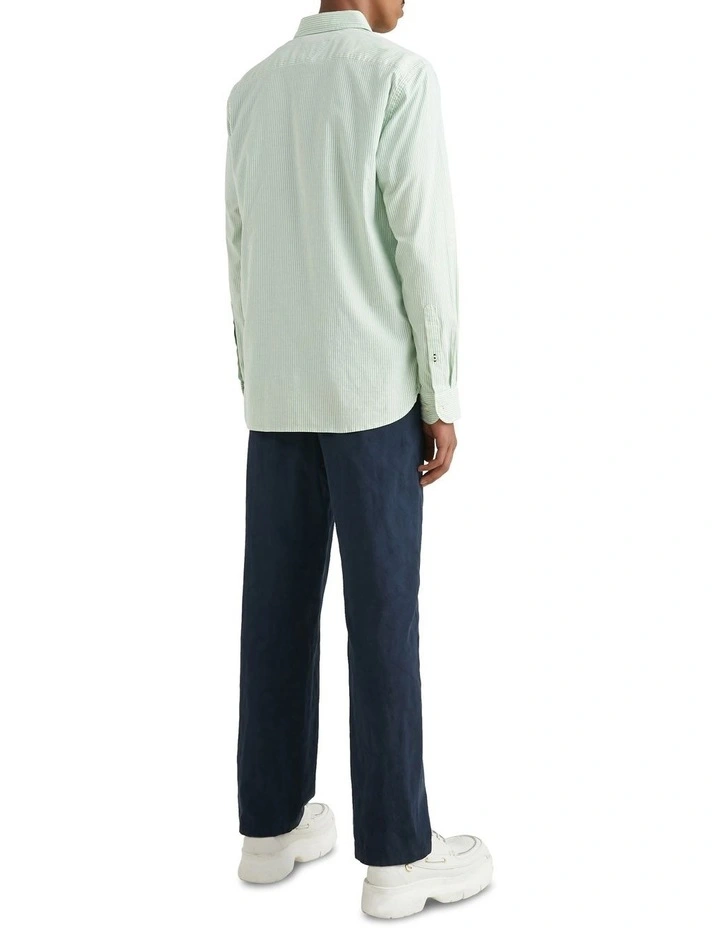 Tommy Hilfiger 1985 Flex Oxford Stripe Long Sleeve Shirt In Green 2 Tommy Hilfiger 1985 Flex Oxford Stripe Long Sleeve Shirt In Green - Image 2