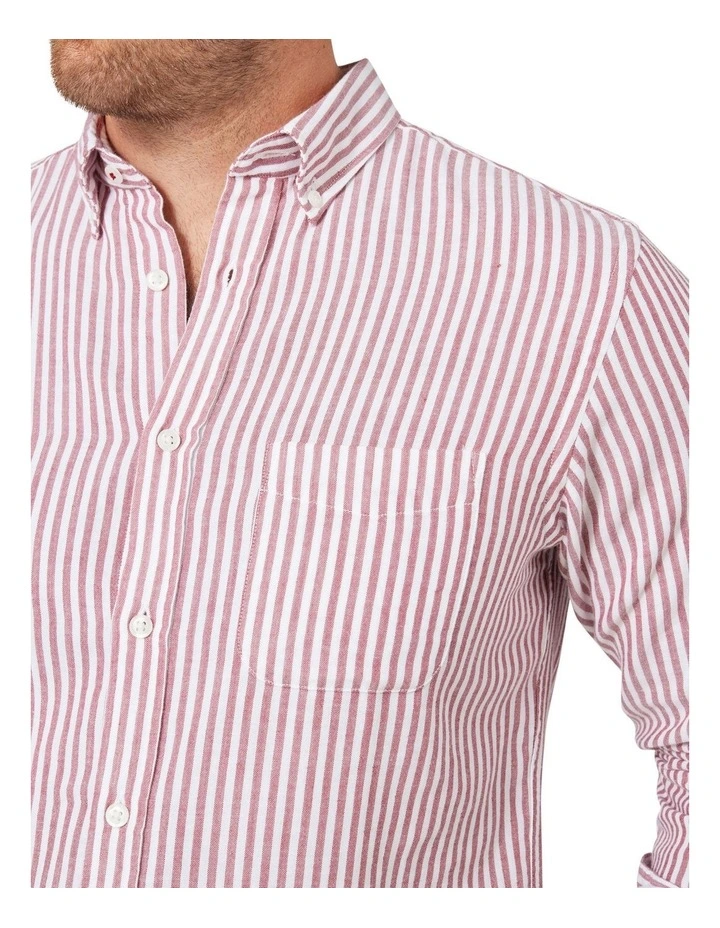 Blazer Johnson Long Sleeve Double Faced Stripe Shirt In Burgundy 2 Blazer Johnson Long Sleeve Double Faced Stripe Shirt In Burgundy - Image 2