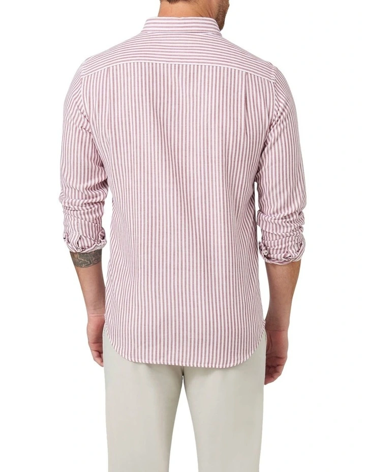 Blazer Johnson Long Sleeve Double Faced Stripe Shirt In Burgundy 3 Blazer Johnson Long Sleeve Double Faced Stripe Shirt In Burgundy - Image 3