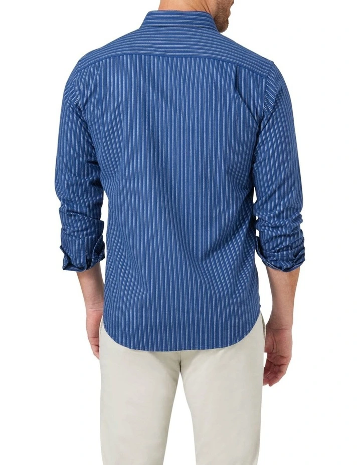 Blazer Archer Long Sleeve Stripe Shirt In Indigo - Image 5