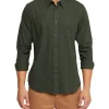 Oxford Portland Cotton Flannel Shirt In Green