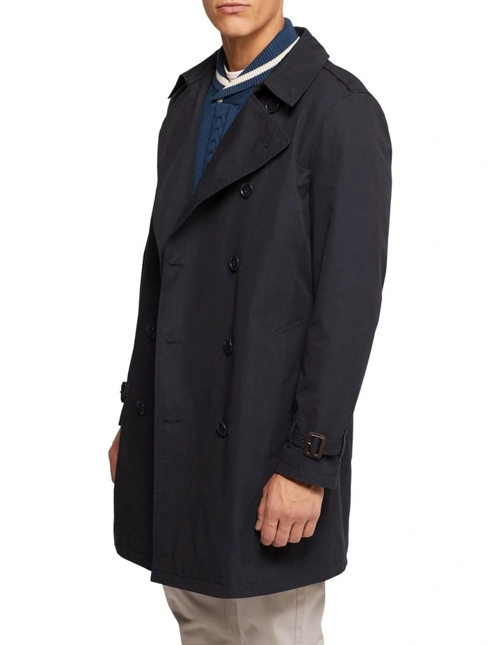 Oxford Marco Short Trench Coat In Blue - Image 2
