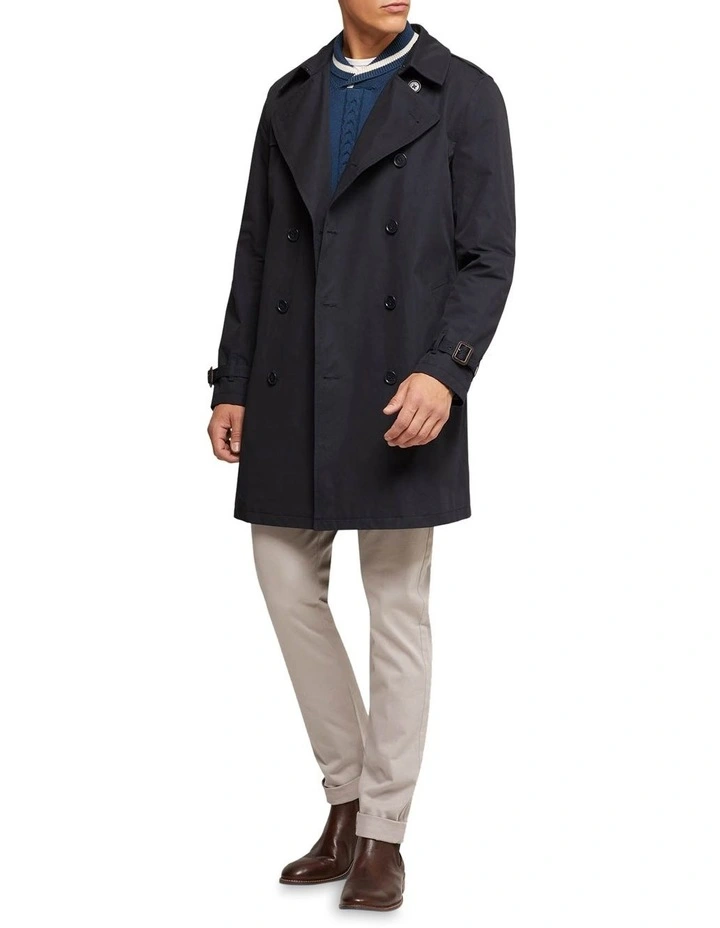 Oxford Marco Short Trench Coat In Blue - Image 5