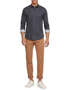 Oxford Kenton Printed Cotton Shirt In Navy