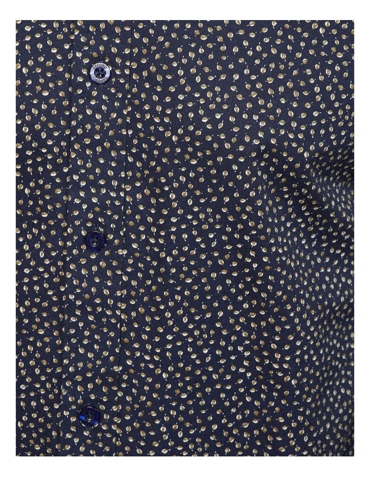 Oxford Kenton Printed Cotton Shirt In Navy - Image 6