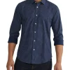 Oxford Kenton Printed Cotton Shirt In Navy