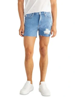 Calvin Klein Jeans Raw Edge Denim Short In Blue