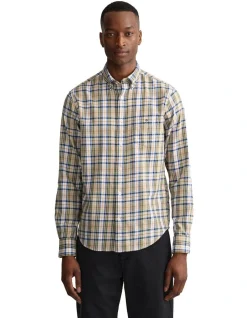 Gant Regular Tartan Check Shirt In Dry Sand
