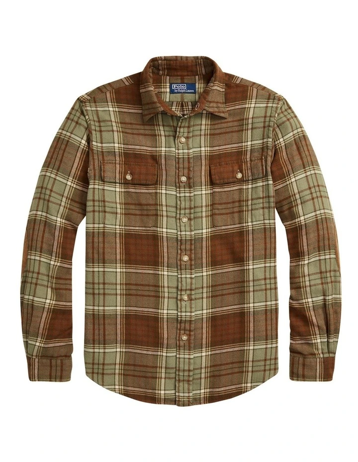 Polo Ralph Lauren Classic Fit Suede-Patch Twill Workshirt In Multi 4 Polo Ralph Lauren Classic Fit Suede-Patch Twill Workshirt In Multi - Image 4