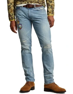 Polo Ralph Lauren Varick Slim Straight Distressed Jean In Blue